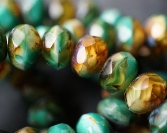 FREE SHIPPING Tropical Fiji, Rondelle Beads, Czech Beads, Beads, 13-3sa, 108-2sa