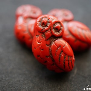 Artisan Red, Owl Beads, Czech Beads, Beads, 150-3sa