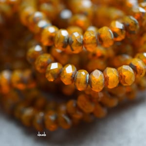 FREE SHIPPING Rustic Orange, Rondelle Beads, Czech Beads, 171-4sa
