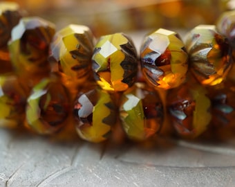 FREE SHIPPING Winter Yellow, Rondelle Beads, Chech Beads, 173-1sa