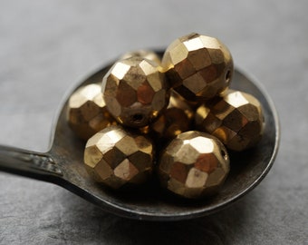 Metallic Gold, Czech Beads, 12mm Beads, Beads. 174-4sa