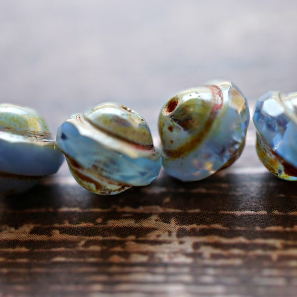 Sky Blue Saucers, Saucer Beads, Czech Beads, Beads, 103-1s