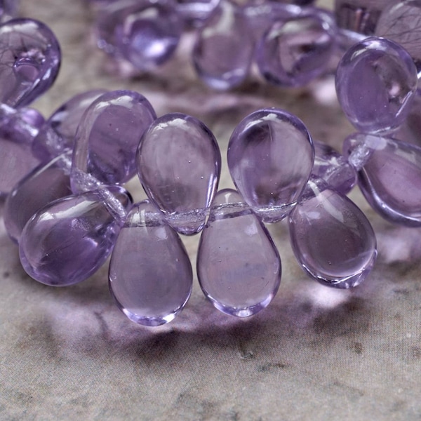 NEW Lavender Drops, Teardrop Beads, Czech Beads, Beads, 107-3sa