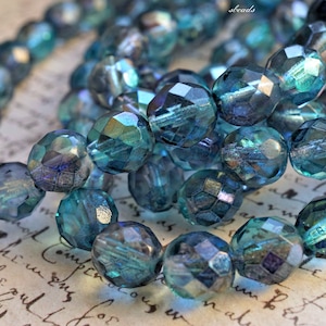 KOSTENLOSER VERSAND Sea Blue, Tschechische Glasperle, Beads, 41-3sa