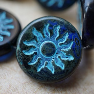 FREE SHIPPING Blue Sun, Czech Beads, Beads, 196-4sa