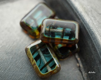 NEW.. Urban Teal, Rectangle Beads, Czech Beads, Beads, 99-5sa