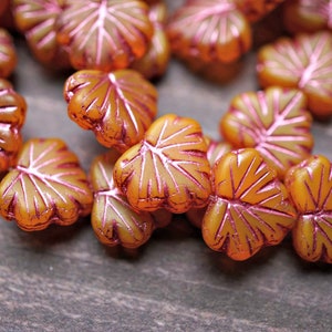 KOSTENLOSER VERSAND Orange Fall, Blatt Perlen, Tschechische Perlen, Beads, 41-1, 168-3sa