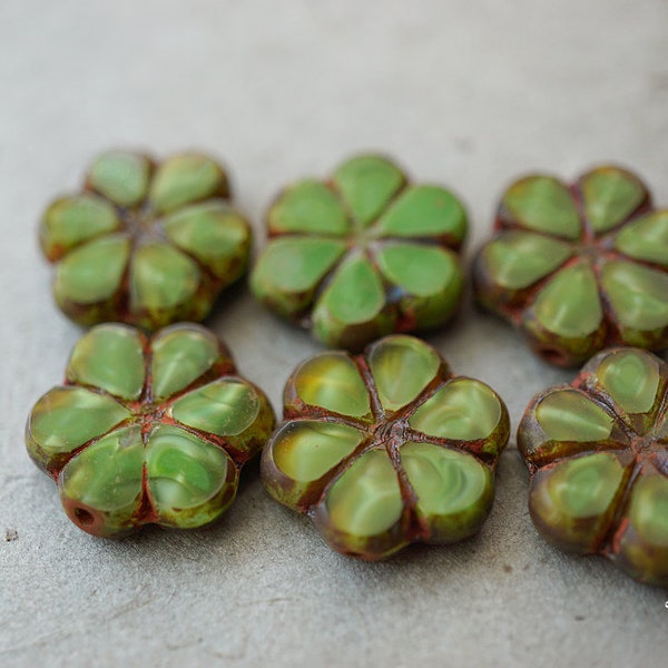 Green Meadows, Flower Beads, Czech Beads, 56-1sa