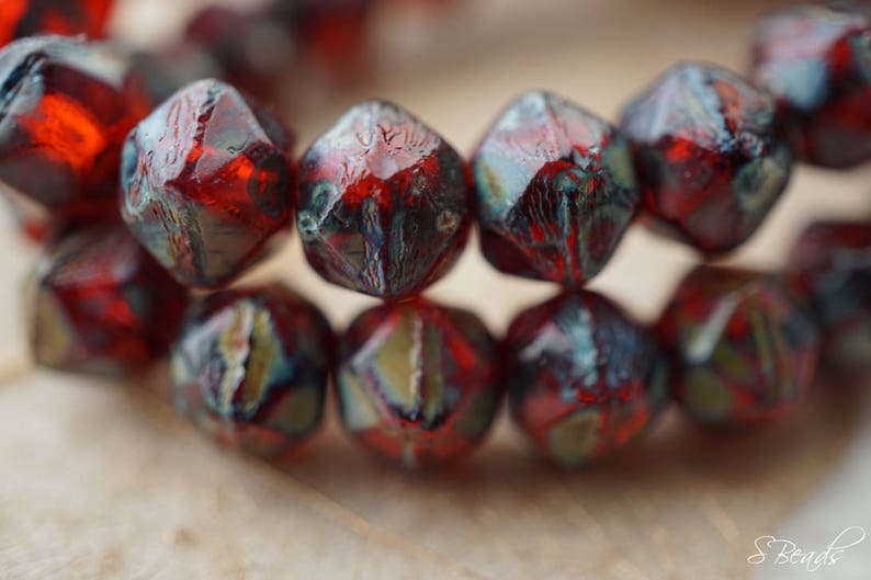 117-2s Beads Rugged Garnet English Cut Beads Czech Beads