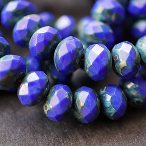FREE SHIPPING Cobalt Blue, Rondelle Beads, Czech Beads, Beads, 162-2, 172-3sa