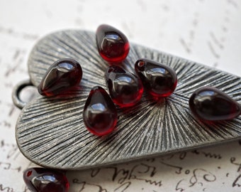 NEW Garnet Drops, Teardrop Beads, Beads, Czech Beads, 212-3, 212-4sa