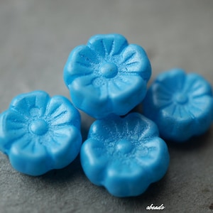 Matte Blaue Blumen, Blumenperlen, Czech Beads, Beads, 51-4sa
