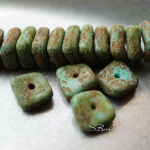 NEW.. Rustic Squares, Czech Beads, Beads, 138-2sa