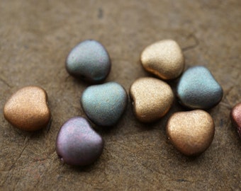 Matte Hearts, Heart Beads, Czech Beads, Beads, 139-3sa