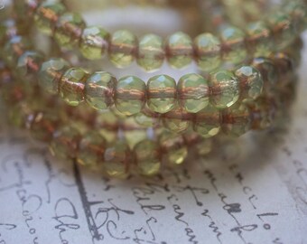 NEW..Soft Yellow , Rondelle Beads, Czech Beads, Beads, 113-4sa