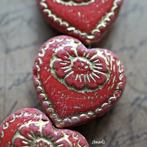 A Red Heart, Heart Beads, Czech Beads, Beads, 133-3s