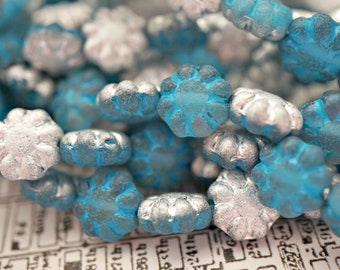 FREE SHIPPING Silver Blue Cactae Beads Czech Beads, 208-3sa
