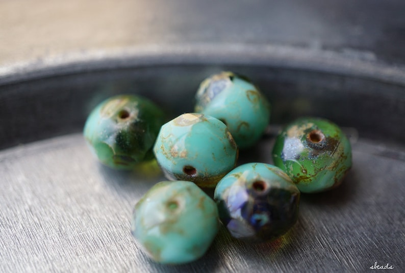 Czech Beads Turquoise Deep Blue 55-3s Rondelle Beads Beads