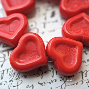 FREE SHIPPING Passionate Love, Heart Beads, Czech Heart Beads, Beads, 29-1sa