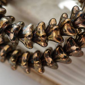 FREE SHIPPING Bronze Flowers, Flower Beads, Czech Beads, 107-2sa