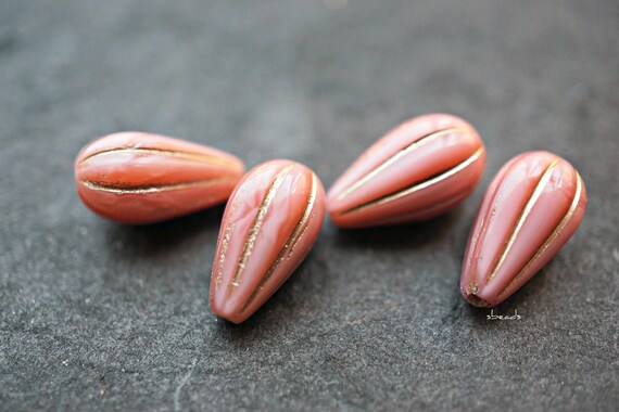 Lastones FREE SHIPPING Fall Pink, Teardrop Beads, Czech Beads, Beads