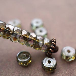 FREE SHIPPING Olivine Bliss, Rondelle Beads, Czech Beads, Beads 154-1sa