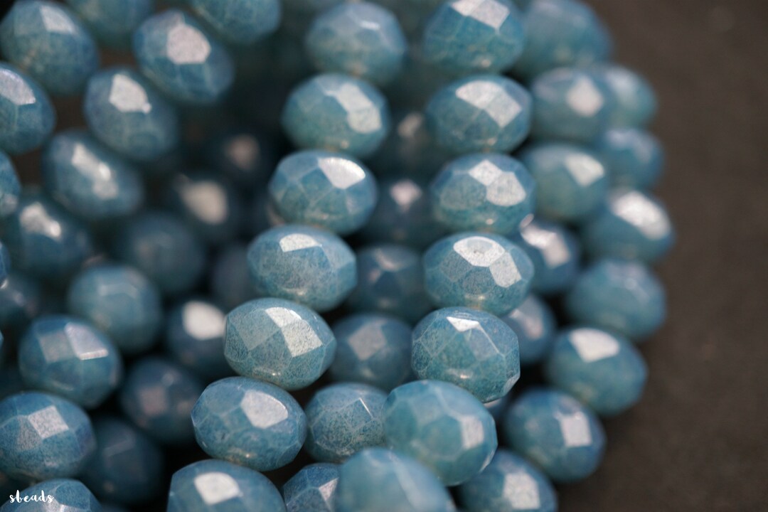 FREE SHIPPING Luster Blue, Rondelle Beads, Czech Beads, Beads - Etsy