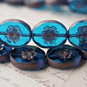 FREE SHIPPING Blue Ovals, Oval Beads, Czech Beads, NEW Beads 125-4sa