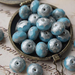 FREE SHIPPING Blue Rondelles, Rondelle Beads, Czech Beads, Beads 132-2, 122-4sa