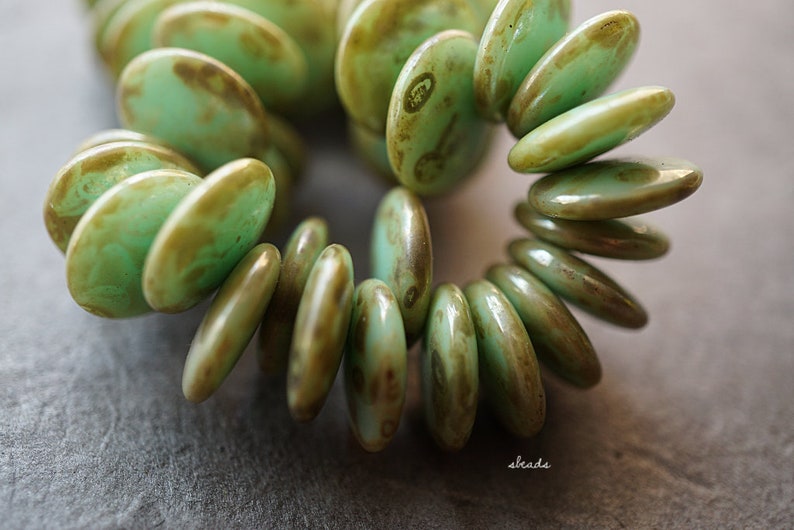 Czech Beads 78-1s Beads Mint Picasso,Coin Beads