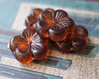 Topaz Czech Glass Flower Beads, 22mm
