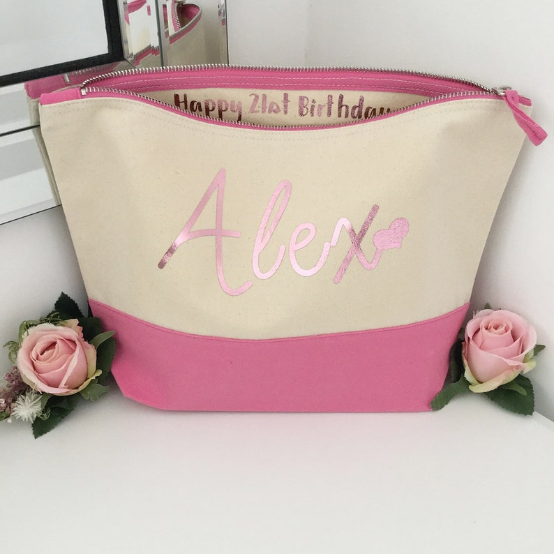 LARGE personalised makeup bag personalised cosmetics bag Etsy