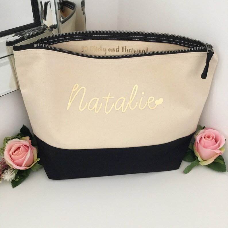 LARGE personalised makeup bag personalised cosmetics bag Etsy