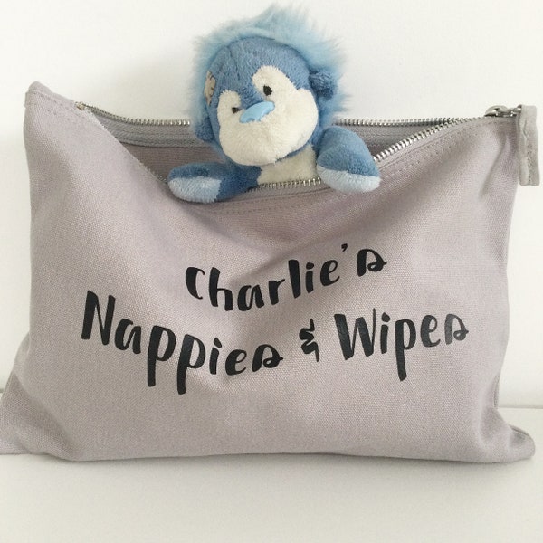 Personalised nappy bag, Personalised baby bag, Baby boy gift, Baby girl gift, Baby shower gift, New baby gift, Nappy and wipes bag, Storage