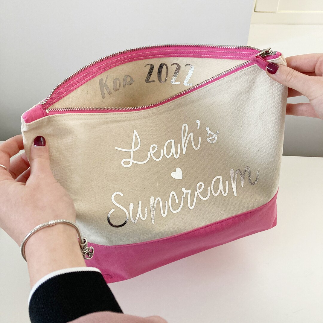 Personalised Beach Bag, Suncream Bag, Holiday Essentials Bag,large
