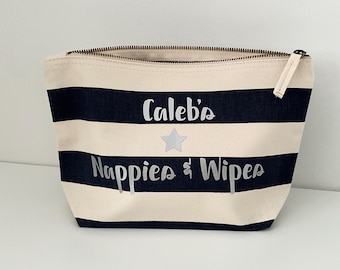 Personalised Cotton Canvas Nappy Bag, Baby Shower Gift