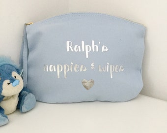 Personalised nappy bag, Hospital baby bag, Baby boy gift, Baby girl gift, Baby shower gift, Organic baby gift, Nappy and wipes bag, Storage