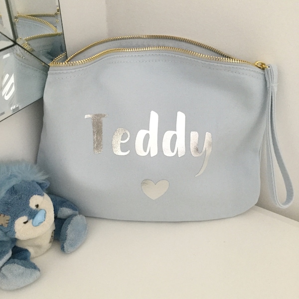 Personalised hospital bag, Organic baby boy gift, Organic baby girl gift, Personalised baby shower gift, Bits and bobs bag, Baby essentials