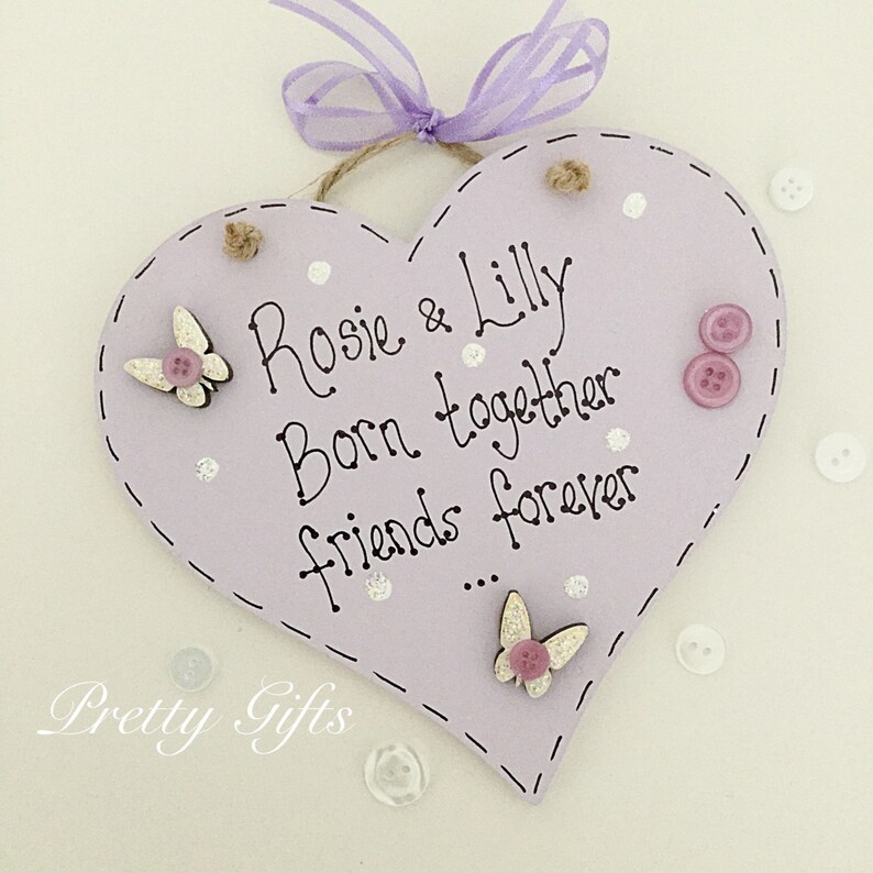 Personalised Twins Keepsake Gift Twins Gift Born Together Etsy