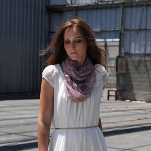 Dust Rose Lace Convertible Scarf. Dusty Pink Lace Loop Scarf, Wear As A Scarf, Shawl, Crisscross Or Shrug. Great Gift For Women, Lace Shawl