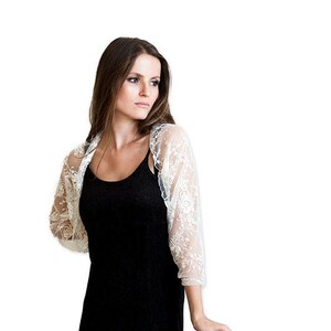 Ivory Lace Loop Shawl, Sheer Summer Bolero, Lightweight Wrap Shawl, Ivory Lacey Loop Shawl, Convertible Shawl, Lace Shrug Bolero