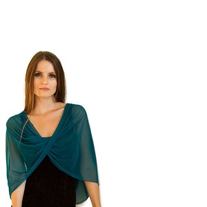 Teal Shawl With 4 Wearing Ways- Shawl, Crisscross, Shrug Or Loop Scarf. Convertible Wrap Shawl, Elegant Cover Up Shawl, Women's Gift