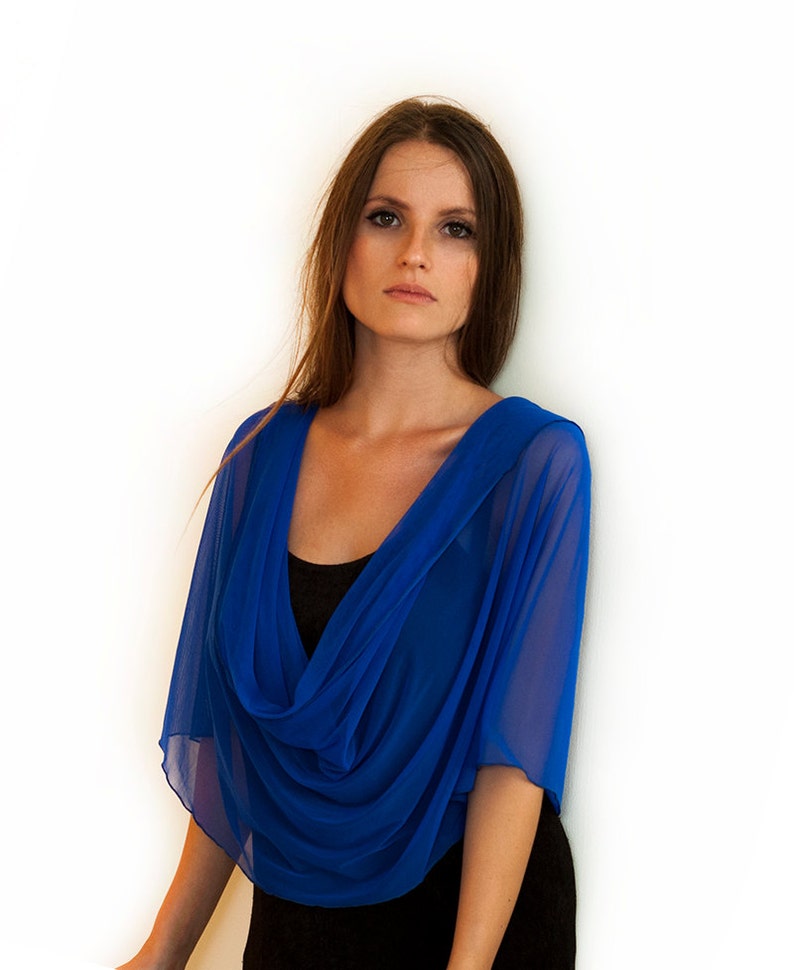 Plus Size Royal Blue Shrug Shawl. Blue Versatile Shawl With 4 | Etsy
