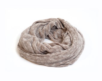 Beige Cozy Circle Scarf For Man Or Woman. Unisex Infinity Scarf,Gift For Men Or Women, Unisex Gift, Gift For Girlfriend, Gift For Him Or Her