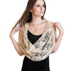 champagne lace shawl