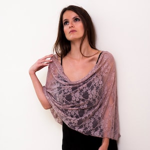 Dust Rose Shrug Shawl, Dust Rose Cover Up With 4 Wearing Options- Shawl, Shrug, Crisscross And Infinity Scarf. Elegant Cover Up Shawl
