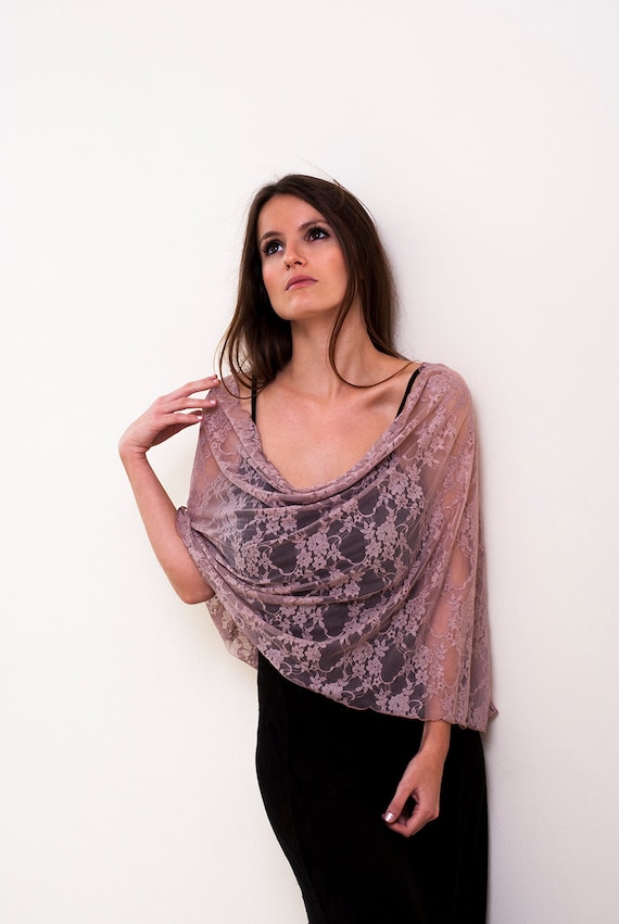 Plus Size Shrug Shawl Dust Rose Lace Cover Up With 4 Wearing Etsy