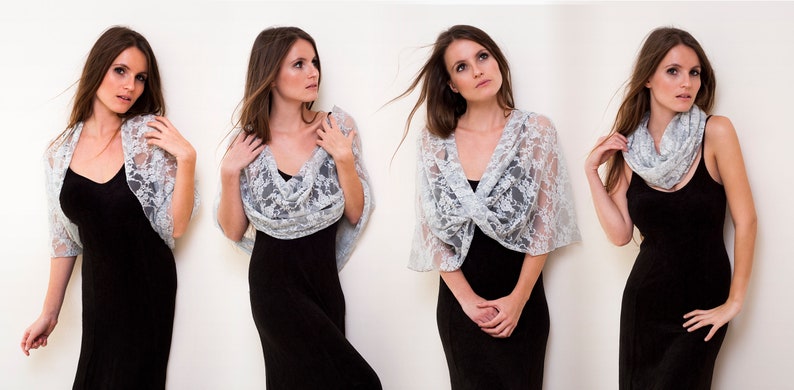 Plus Size Shrug Shawl Dust Rose Lace Cover Up With 4 Wearing | Etsy