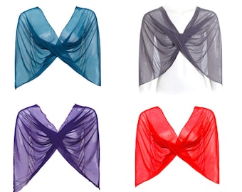 Petite Sheer Loop Shawl With 4 Wearing Options- Shawl, Shrug, Infinity Scarf And Crisscross. Small Size Shawl Wrap Petite, Evening Cover Up