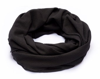 Black Elegant Scarf With Pattern. Fashion Versatile Shawl Wear As Scarf, Shawl, Crisscross Or Shrug. Infinity Scarf, Gift For Girlfriend